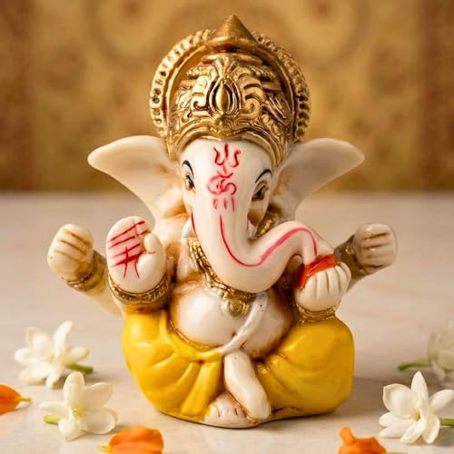 LOVENSPIRE Ganesha-Statue aus Acryl, Ganpati-Figur, Gott des Glücks und des Erfolgs, für Heimdekoration und Auto-Armaturenbrett, Einweihungsfeier, Pooja-Dekoration, Diwali-Dekoration, 1 Stück