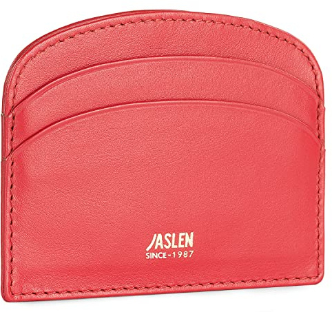 JASLEN - Lederkartenhalter für Damen, mit passendem Schlüsselanhänger. Perfekte Geldbörse für den täglichen Gebrauch RFID Protection, Rot