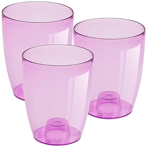 WELL HOME MOBILIARIO & DECORACIÓN 3X Macetero orquídea de plastico Coubi Orchid en Color Violeta Transparente 13,2 (Largo) x 13,2 (Ancho) x 16 (Altura) cm