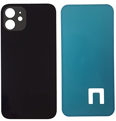 DHLK® Backcover Glas Rückseite Gehäuse kompatibel mit iPhone 12 - Back Glass Big Hole (Schwarz)
