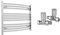 700mm Wide Curved Chrome Heated Bathroom Towel Rail Radiator With Valves For Central Heating UK (With Curved Valves, 700 x 600 mm (h))