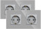 JIMEIDA 2 Pack Doppelsteckdose in Grau, 16Amp Glas Schuko Steckdosen Unterputz Schutzkontakt Wandsteckdose- 157 * 86mm, 250V, 2 Fach