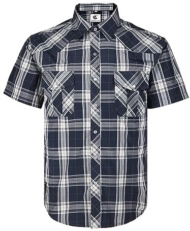 Coevals Club Chemise Hommes Manches Courtes Chemises à Boutons pour Hommes Décontractées à Deux Poches Regular Fit(Moonlit Ocean#41 L)