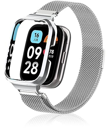 Niboow Strap Compatible with Xiaomi Redmi Watch 3 Active, Men Women Magnet Stainless Steel Mesh Metal Breathable Watch Bands for Xiaomi Redmi Watch 3 Active - Silver
