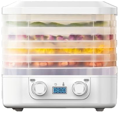 NURCIX 5 Tray Food Dehydrator, Electric Fruit and Meat Dryer, BPA FREE Food Dehydrator With 35-75℃ Adjustable and 48H Timer For Beef, Fruit, Dog Snacks, Herbal Drying white