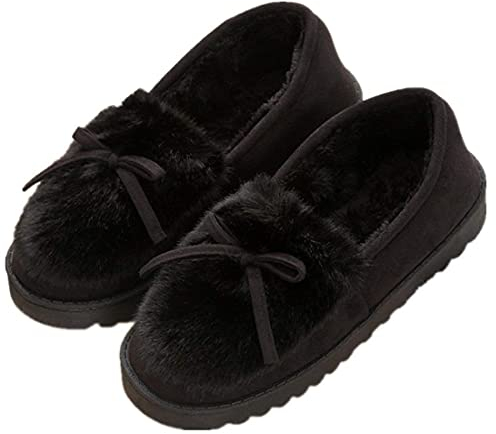 Mujer Zapatillas de Estar Invierno casa Cerradas Calienta con Comodidad Pantuflas,Negro-D,38 EU
