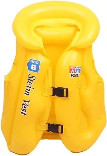 Inflatable Swim Vest Jacket - Swim Guard for Kids Young Swimmers Pool Float Ages 3 to 6 Years - Yellow (Small)