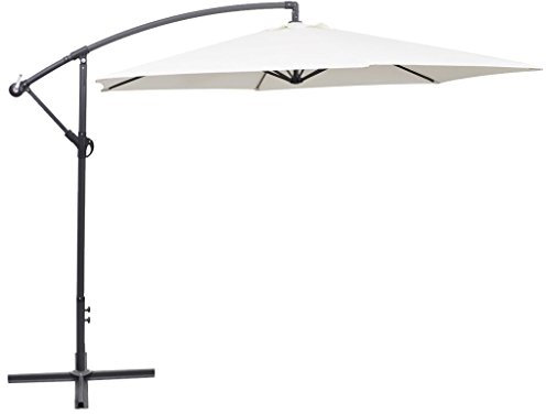 Homgoday Parasol déporté de 3 m - Blanc sable - Parasol d'extérieur - Parasol de terrasse