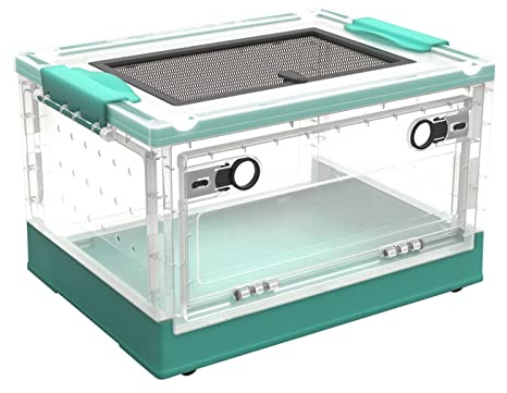 Terrarium für Reptilien und Amphibien, Reptilien Terrarium Box mit Belüftungsloch, Transparente Kunststoff Reptilienzuchtbox für Eidechsen Spinnen Frösche Igel Hamster, Tragbarer Reptil Fütterungsbox