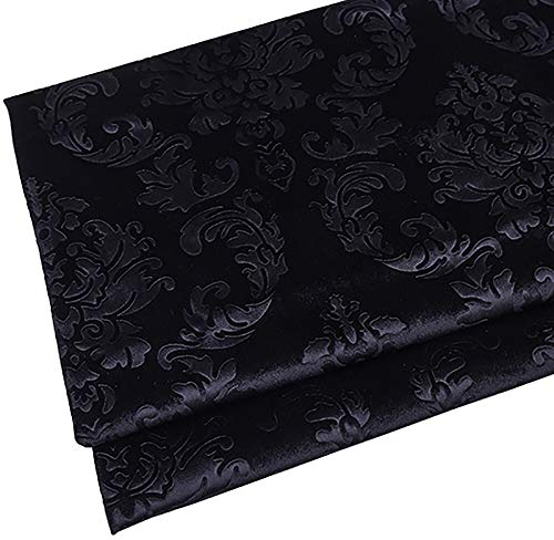 NIANTONG Samtstoff,Verdicken,weich Und Elegant,Möbelstoff, Polsterstoff Möbel Sitzbezug Stoff,145 cm Breit Meterware Verkauft(Color:schwarz)