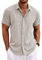 COOFANDY Chemise en lin à manches courtes pour homme - Coupe droite - Pour l'été et la plage, Couleur champagne., L