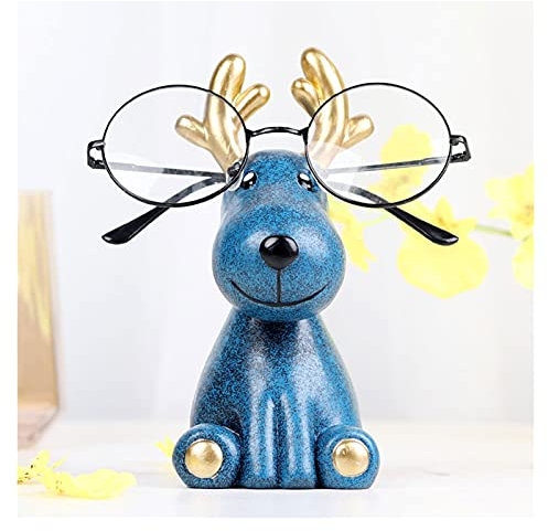 CALQYSH Brillenständer Brillenhalter in Hirschform | Brillenhalter aus Kunstharz | Tier-Tischständer | Brillenhalter for Damen und Herren Sonnenbrillenständer (Color : Blauw)