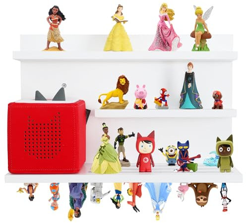 PHOENANCEE Regal für Toniebox, Schwebende Regale für Wand, Wandregal für 40 Figuren, Kinderregal, einfache Montage, Kinderzimmer, Wohnzimmer, Kiefernholz, 3 Stufen(Weiß)
