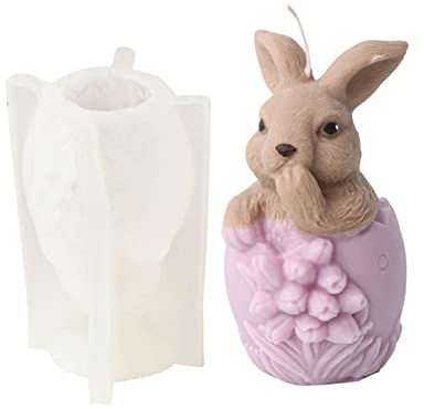 XINgjyxzk Silikonform für Eierschalen, Blumen, Kaninchen, schlüpfend, Kunstharz, Gießform für Heimdekoration