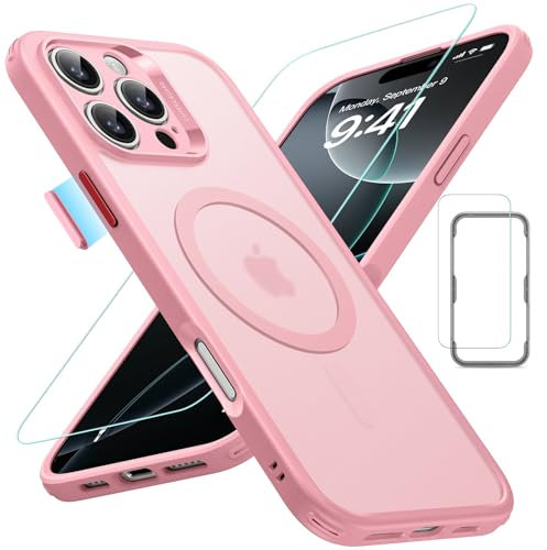 ESR for iPhone 16 Pro Max Case (4 in 1) Set, Translucent Matte Case with Screen Protector, Compatible with MagSafe, Military-Grade Protection, Classic Series, Frosted Pink