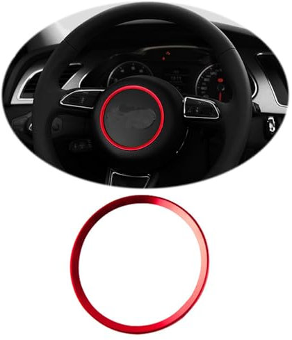 ontto 92mm Auto Lenkrad Dekorativer Ring Innenzubehör Passt für Audi A1 A3 A4 B8 A5 A6 A7 A8 Q3 Q5 Q7 SQ5 S1 S3 S4 S5 S6 RS3 RS5 Lenkrad Logo Aufkleber Emblem Trim Abziehbilder für Autozubehör-C Rot