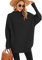 Famulily Funnel Neck Jumpers for Women Batwing Long Sleeve Pullover Tops 2024 Oversized Fall Winter Sweaters Black L