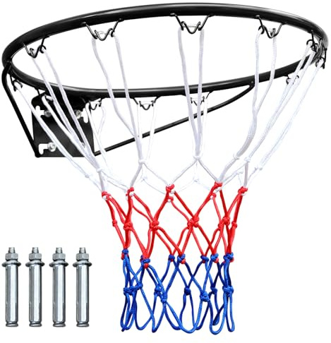 Basketballkorb-Ring, Basketballkorbnetz und Wandbefestigungen, Standard-Korbgröße mit 45 cm Durchmesser für die Innen- und Außenmontage