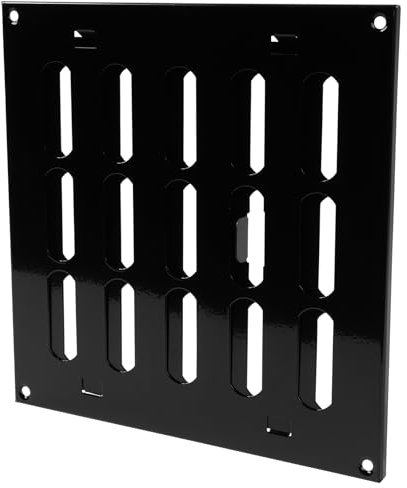 Repa Market Cubierta de ventilación de pared de aire ajustable negra de 8 x 8 pulgadas (dimensiones exteriores), rejilla de metal para interiores y exteriores, ventilación de refrigeración para el