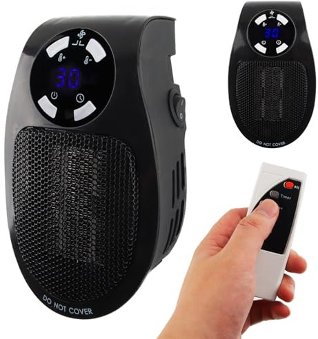 Mini Termoventilatore, Darryy 500W Stufetta Elettrica Basso Consumo con Presa, Termoventilatore da Parete con Presa, Mini Riscaldatore Elettrico, Bassa Rumorosità, Risparmio Energetico