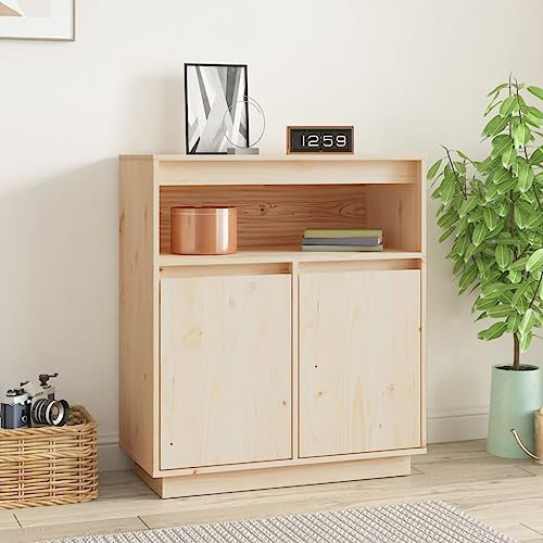 Higsose Buffet Esszimmer 70x34x80 cm Aufbewahrungsschrank Bücherschrank Beistellschrank Beistelltisch Mehrzweckschrank Lagerschrank Braun Sideboard Wohnzimmer TV Schrank Massivholz Kiefer