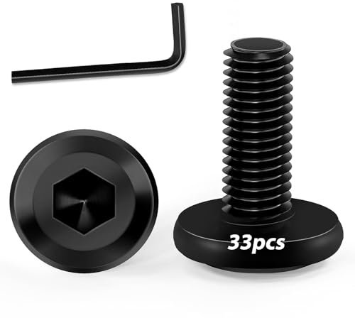 KACNON M6x 12 Schrauben, 33 Stück Schwarz Edelstahlschrauben mit Hex Key, 304 Innensechskant Flachkopfschrauben, Edelstahl A2 V2A Vollgewinde, Schwarz Verzinkt, für Haushaltsgeräte Industriemaschinen