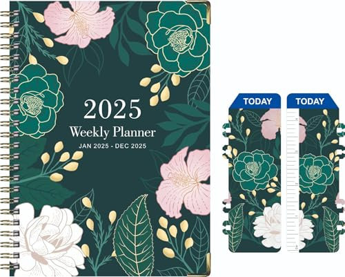 AOZBZ 2025 To Do List Notebook, A5 Weekly Planner with Calendar, Agenda Diary Planner, for Study, Work, Fitness(Green)