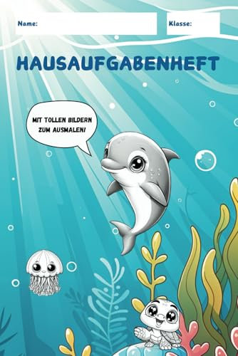Kreatives Hausaufgabenheft mit Meeresmotiven zum Ausmalen