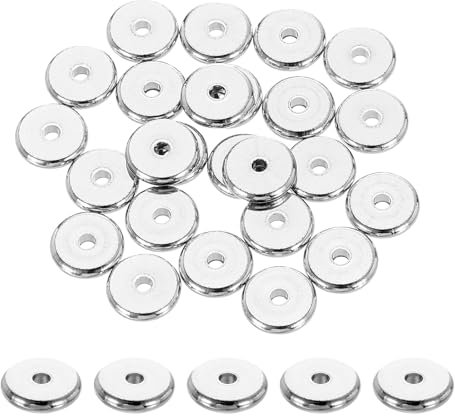 QUARKZMAN 50 Pcs Perles Espaceurs En Acier Inoxydable, 10mm Perles Plates Rondes Métal Heishi Perles Longue Durée Rondelle Disque Espaceurs Pour Bracelet Collier Fabrication, Argent