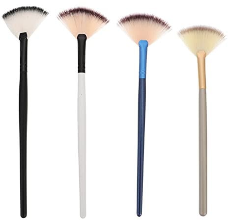 FOMIYES 4pcs Fan Shaped Makeup Brush Wooden Handle Beauty Brush for Facial Mask Application Professional