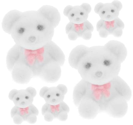 MOLUCKFU 6stücke Plüschspielzeug Flockierte Weiche Mini-tierfiguren Für Hochzeitsdekoration Und Geburtstagsfeiern Gastgeschenke Und Party- Weiß