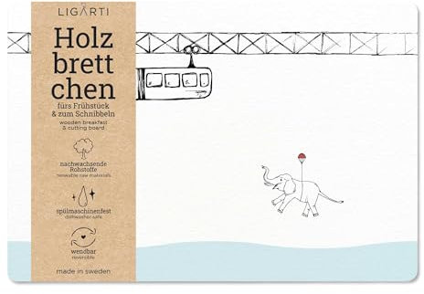 Ligarti® Frühstücksbrettchen aus Holz | Nachhaltiges Frühstücksbrett 22x15 cm, ideal für köstliche Frühstücksmomente | Hergestellt in Schweden, spülmaschinenfest