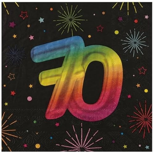 Santex 9012-70, Sachet 12 Serviettes Anniversaire Festicolor Papier 33x33cm, 70 ans