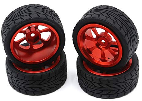 Swiixxer 65Mm Metallfelge + Gummireifen mit Grip Reifen für 144001 A959 A959-B 124019 124018 RC Autoteile, Rot