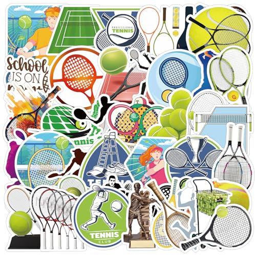 Tennis Aufkleber 50 Stück Vinyl Funny Trendy Ball Sport Aufkleber für Laptop Wasserflaschen Skateboard Fahrrad Koffer Auto Scrapbook Motorrad Gepäck,Wasserdichte Sticker für Erwachsene Teenager