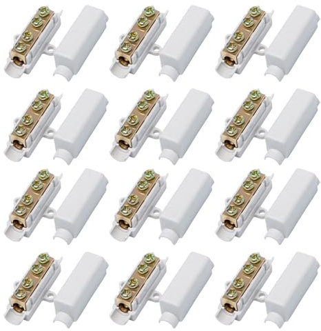 Sixfolo 12 Pièces Bornier de Jonction Electrique Connecteur de Fil Conducteur en Laiton avec Double Vis Coque ABS Bloc de Jonction de Câblage pour Fil Électrique de 2,5 à 16 mm² 1000V 100A