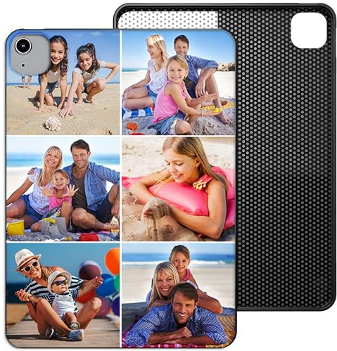 Personalised Case Compatible with All iPad models iPad 10th, 9th Gen,6th Gen, 5th Gen, Mini, Air, M2, M3 – Collage Photo Black Silicon Shockproof Cover - Personalize with SIX-PHOTOS