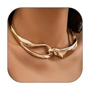 YANCHUN Chunky Gold Necklace Statement Necklace for Women Dainty Gold Choker Necklaces Chunky Collar Necklaces Ethnic Big Statement African Tribe Wide Metal Choker Jewelry