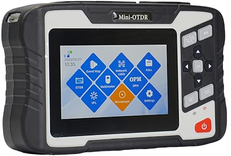 QIIRUN NK4300D OTDR Messgerät für Glasfasern Singlemode 1310/1550nm 26/24dB mit 4,3-Zoll-Touchscreen, Mini OTDR mit VFL, OPM, OLS, Event Map, RJ45 und großem Akku (FC/UPC)