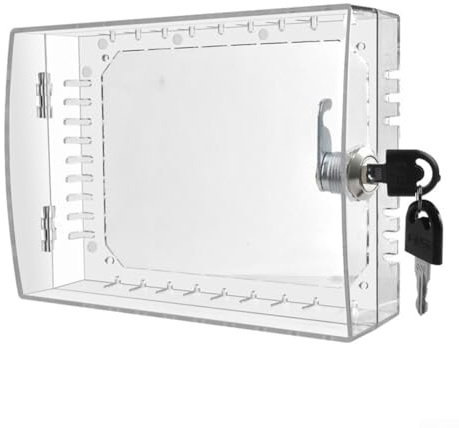Linnkyfloa Transparent Thermostat Protection Box with Key Lock, Wall Mounted Security Cover PC Plastic Material Fits Most Thermostat Units