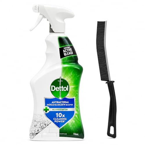 Powerful Antibacterial Mould & Mildew Remover Spray 750ml – Fast-Acting Bleach Formula for Bathroom Tiles & Kitchen Surfaces with Crevic Brush