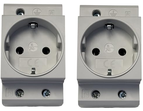 Schutzkontakt Steckdose für Einbau auf Hutschiene in Schaltschrank Sicherungskasten 16A/230V für Deutsche Stec (2)