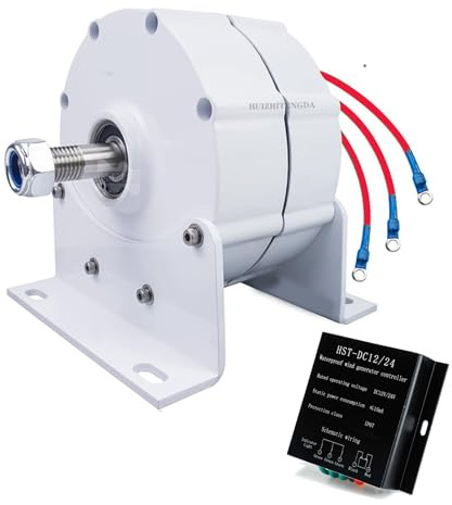 HUIZHITENGDA 12000W Kleine Windmühle Freie Energie 220V Haushalt, 3-Phasen-Wechselrichter Permanentmagnetgenerator für Windturbine Wasserturbine (Mit Controller 12V)