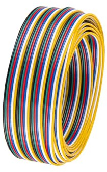 32.8ft/10m 6 Pin 24AWG Extension Cable Wire for 6 Conductor Low Voltage COB/SMD RGBCCT RGBWW Color Changing LED Strip Light (6PIN 24AWG 10M)