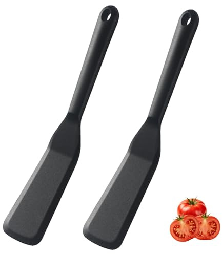 Ensemble de 2 spatules en silicone de haute qualité, résistantes à la chaleur, sans BPA, pour une cuisson optimale du poisson, crêpes, œufs, pizzas, steaks, adaptables à tout type de casserole, pratiq
