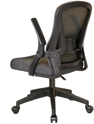 Büro-Mesh-Stuhl 90° Klapparmlehne Ergonomische Drehbare Computer-Schreibtischstühle Lendenstütze Höhenverstellbare Rückenstütze 360° Drehung Zuhause (schwarz)