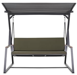 Setgarden Hollywoodschaukel Auflage, 7 cm dick, Sitz- und Rückenpolster, Abnehmbarer Bezug, Wendbar, Garten Polster Set (Olivgrün, 170x50x50cm)