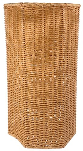 Housoutil Rattan Schirmständer aus Kunststoff, Sechseckig, mit Ablage