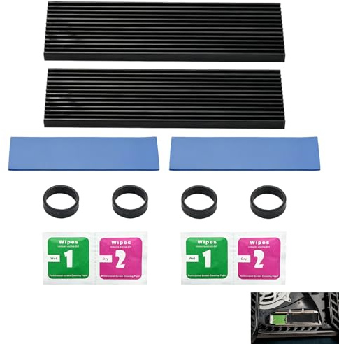 2 Pièces Dissipateur Thermique M.2, Dissipateur M.2 2280 pour SSD avec Pastille Thermique, Radiateur Aluminium 22 x 70 x 3 mm, Refroidissement Passif avec Fixation Élastique, PC Fixe, PS5 et PS5 Slim