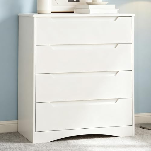 Blishom Kommode mit 4 Schubladen, Kommode für Schlafzimmer, Weiß | Möbel für Büro, Wohnzimmer, Schlafzimmer, Flur, 71 x 41 x 82 cm